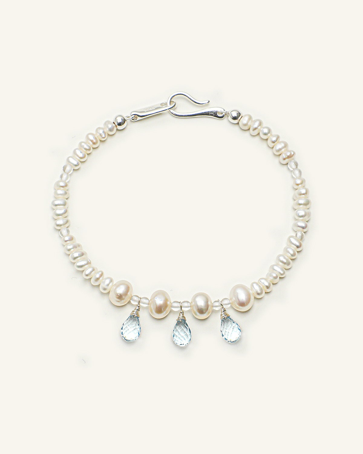 Blue Topaz, Clear Quartz & Pearl Bracelet, product view