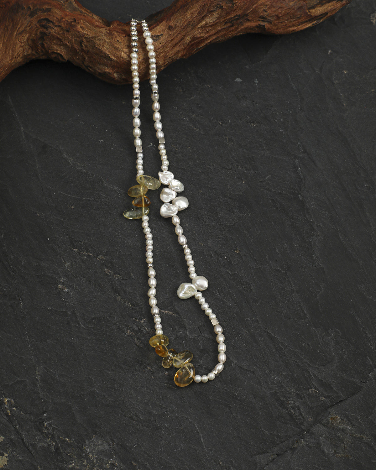 Citrine & Pearl Necklace, alternate view 1