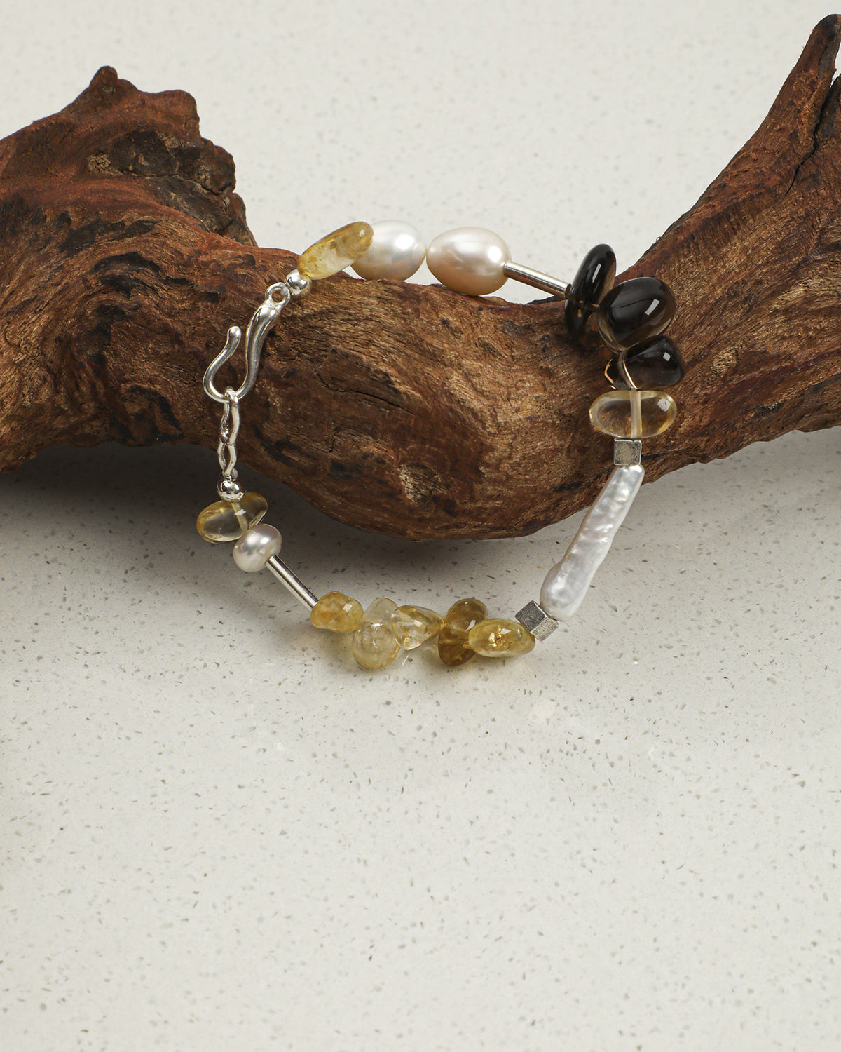 Citrine, Smoky Quartz & Pearl Bracelet, alternate view 1