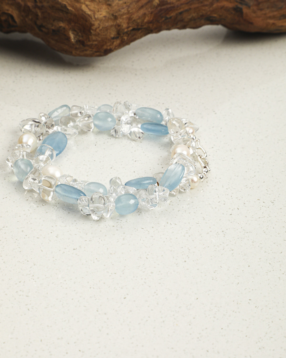 Aquamarine, Clear Quartz & Pearl Necklace, alternate view 1
