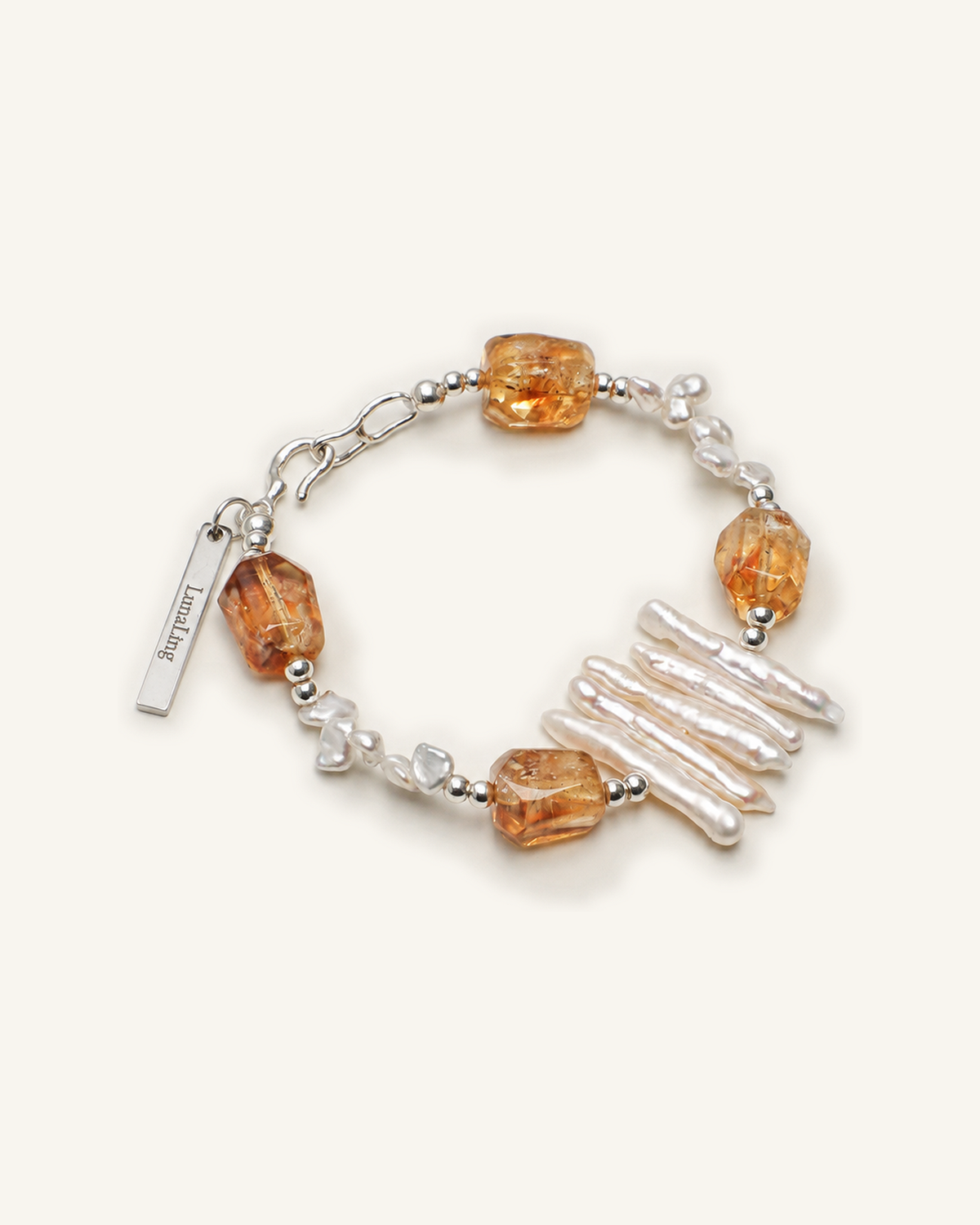Citrine & Baroque Pearl Bracelet, product view