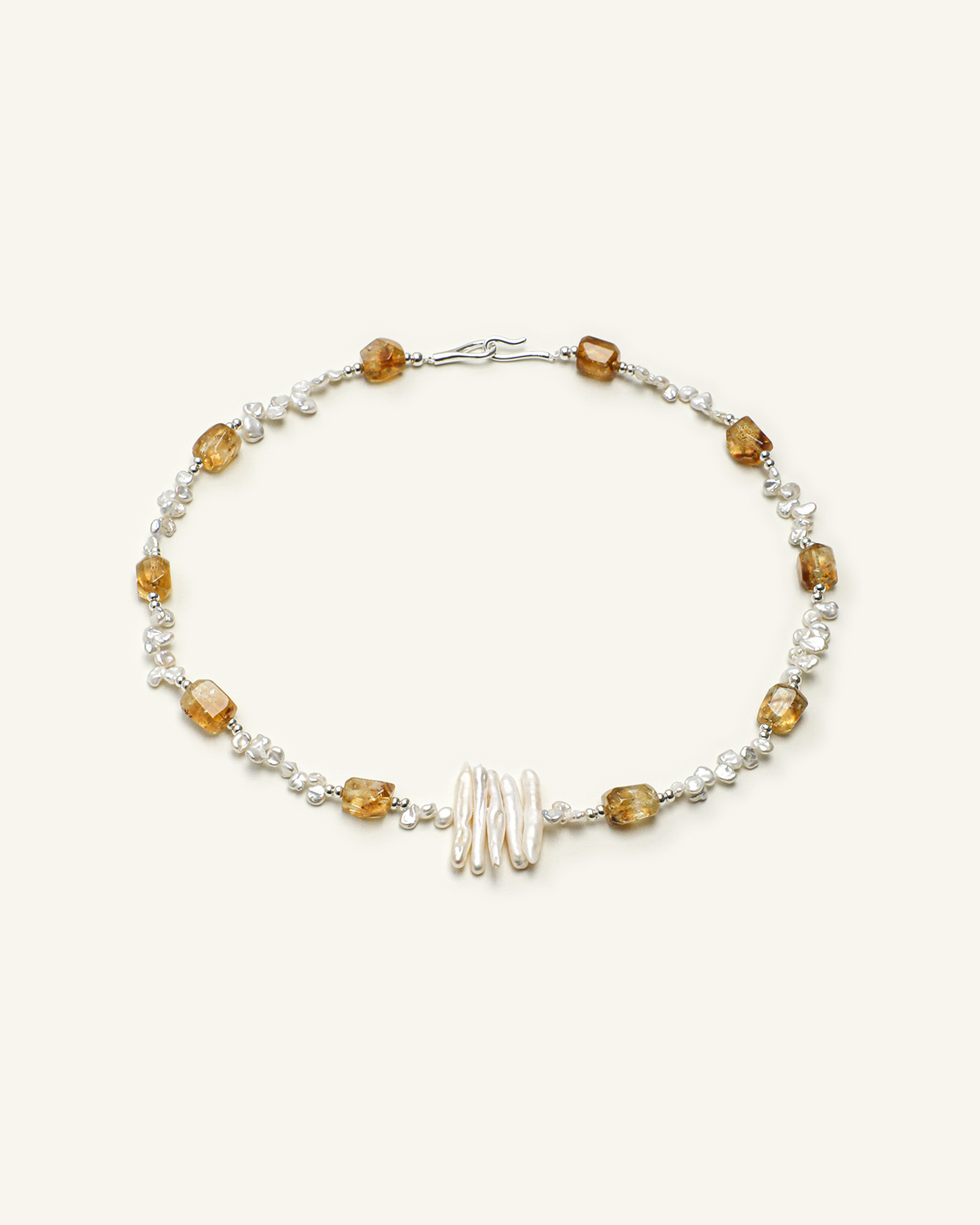 Citrine & Baroque Pearl Necklace, product view
