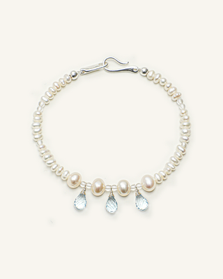 Blue Topaz, Clear Quartz & Pearl Bracelet, product view
