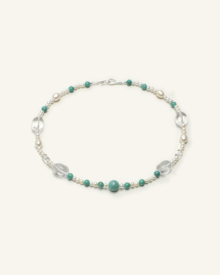 Amazonite, Clear Quartz & Pearl Necklace, product view