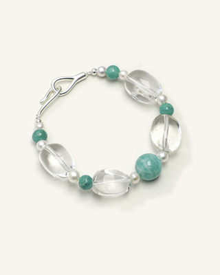 Amazonite, Clear Quartz & Pearl Bracelet, product view