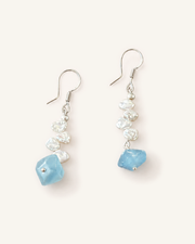 Blue Calcite & Baroque Pearl Drop Earrings, product view