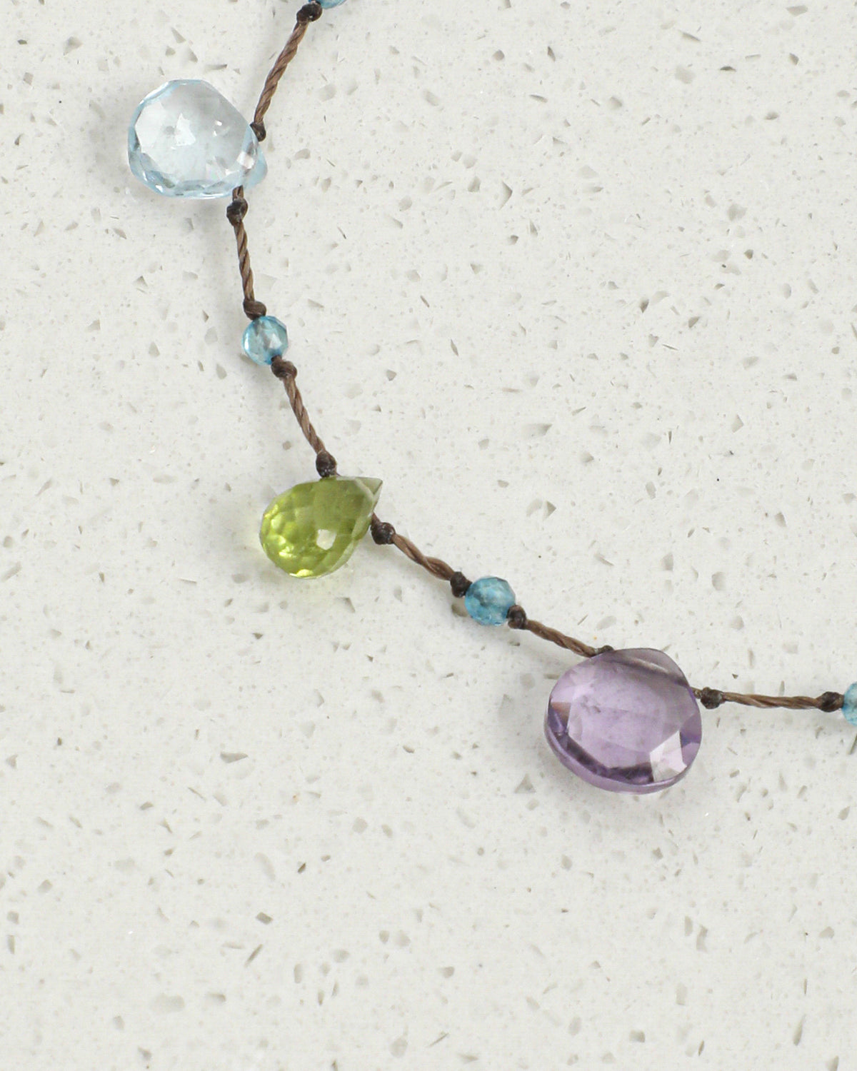 Multicolor Quartz, Topaz, Ametrine & Peridot Bracelet, close-up detail 2