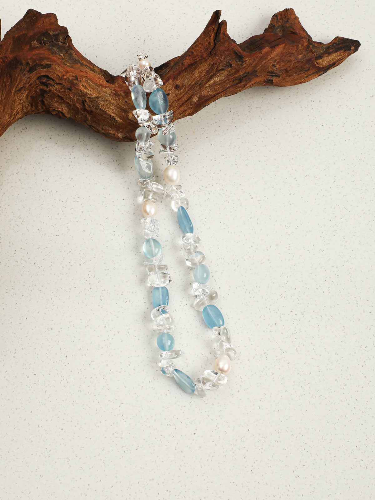 Aquamarine, Clear Quartz & Pearl Necklace, alternate view 2