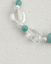 Amazonite, Clear Quartz & Pearl Bracelet, close-up detail 2
