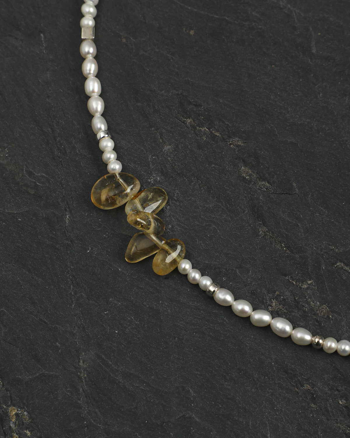 Citrine & Pearl Necklace, close-up detail 3