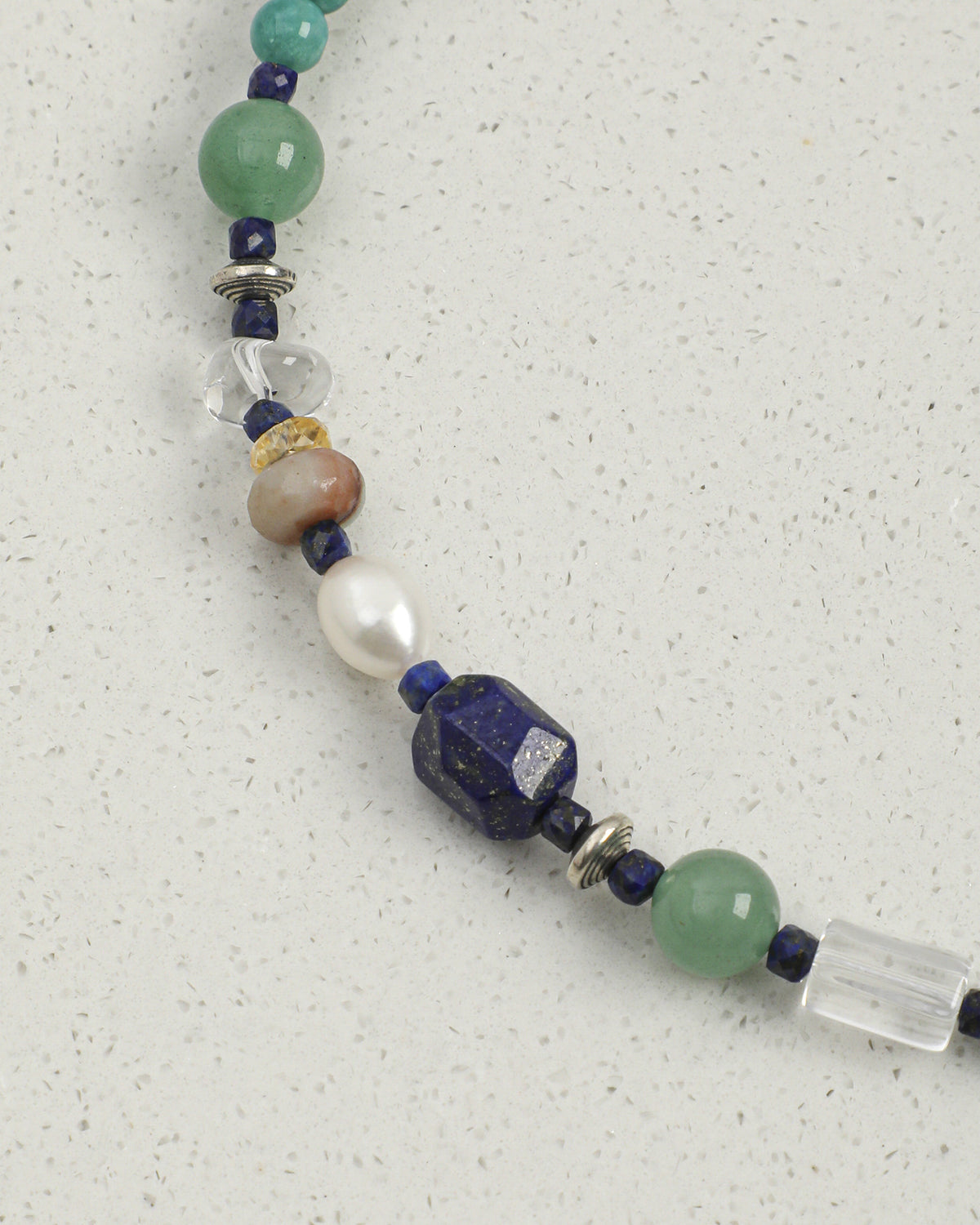 Mixed Gemstone & Pearl Necklace, close-up detail 3