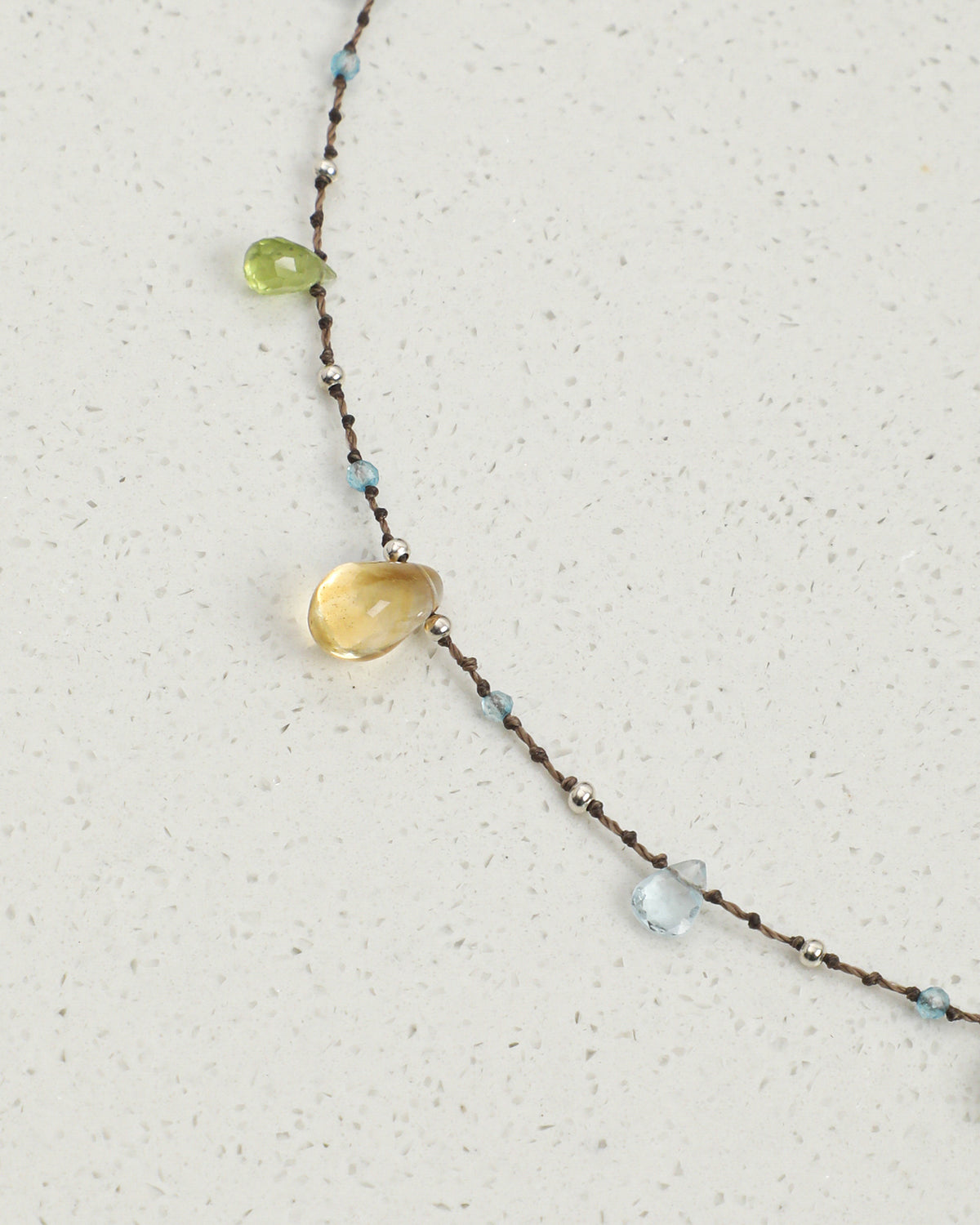 Multicolor Quartz, Topaz, Ametrine & Peridot Necklace, close-up detail 3