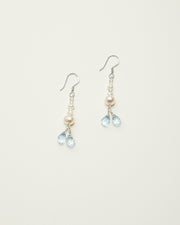 Blue Topaz, Clear Quartz & Pearl Drop Earrings — product view