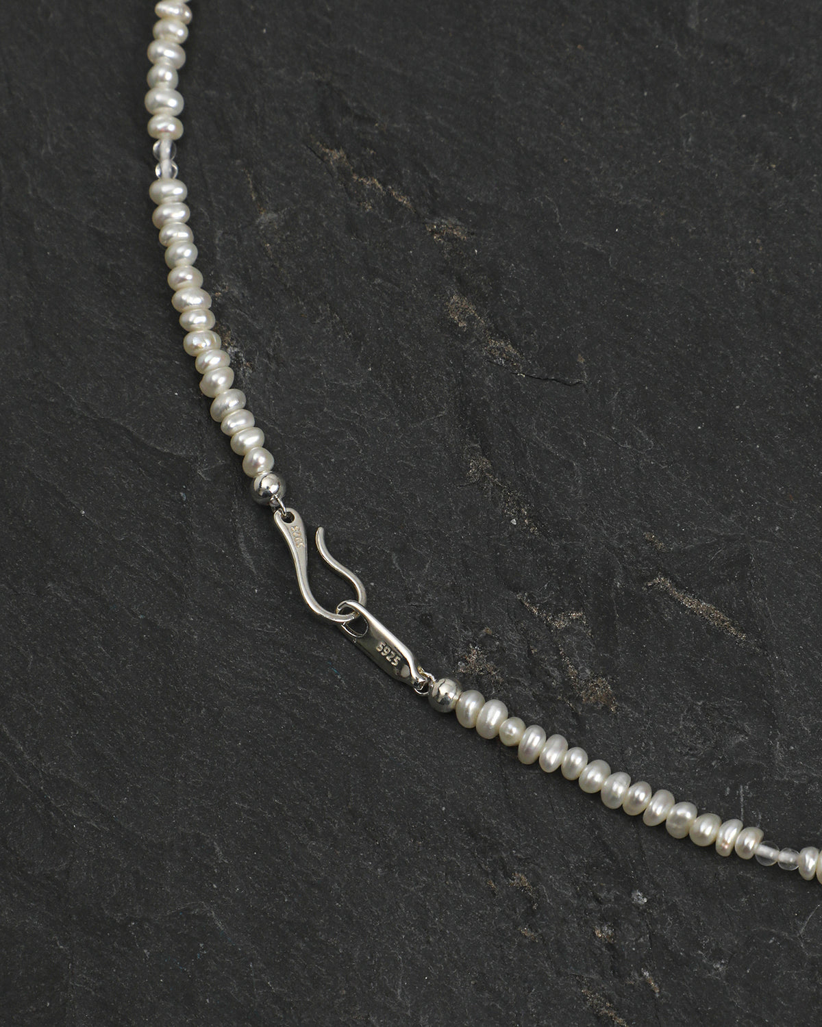 Blue Topaz, Clear Quartz & Pearl Necklace, close-up detail 1