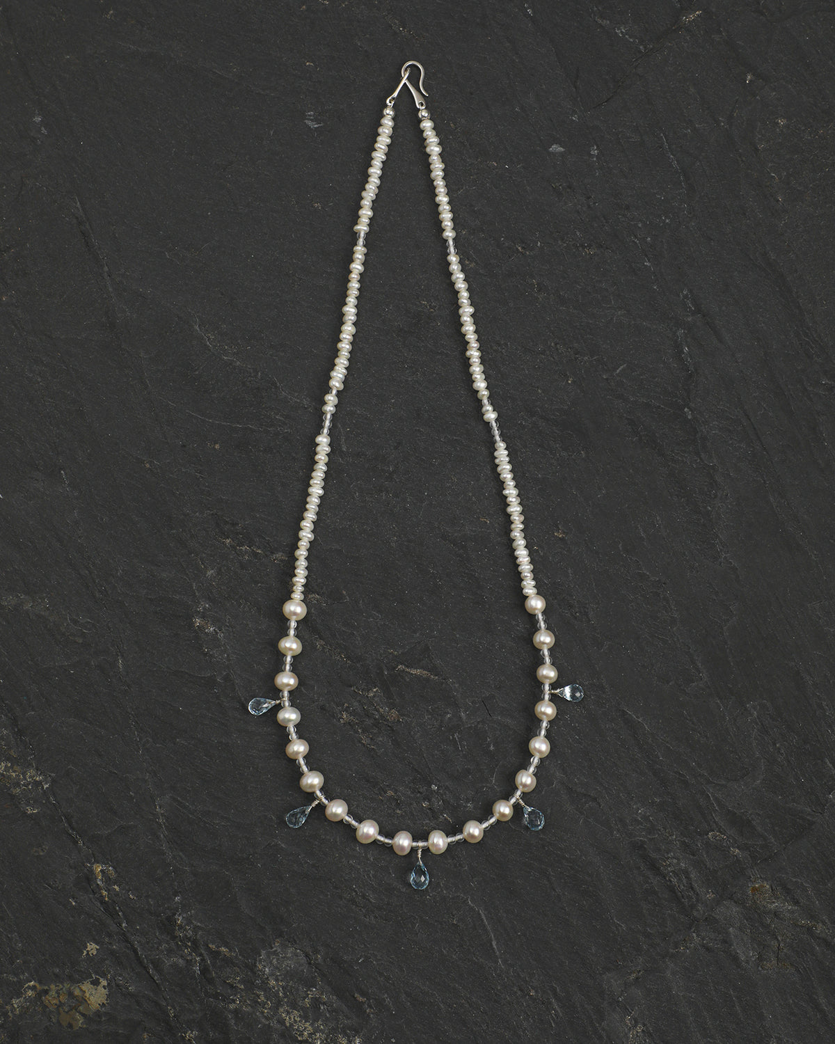 Blue Topaz, Clear Quartz & Pearl Necklace, alternate view 2