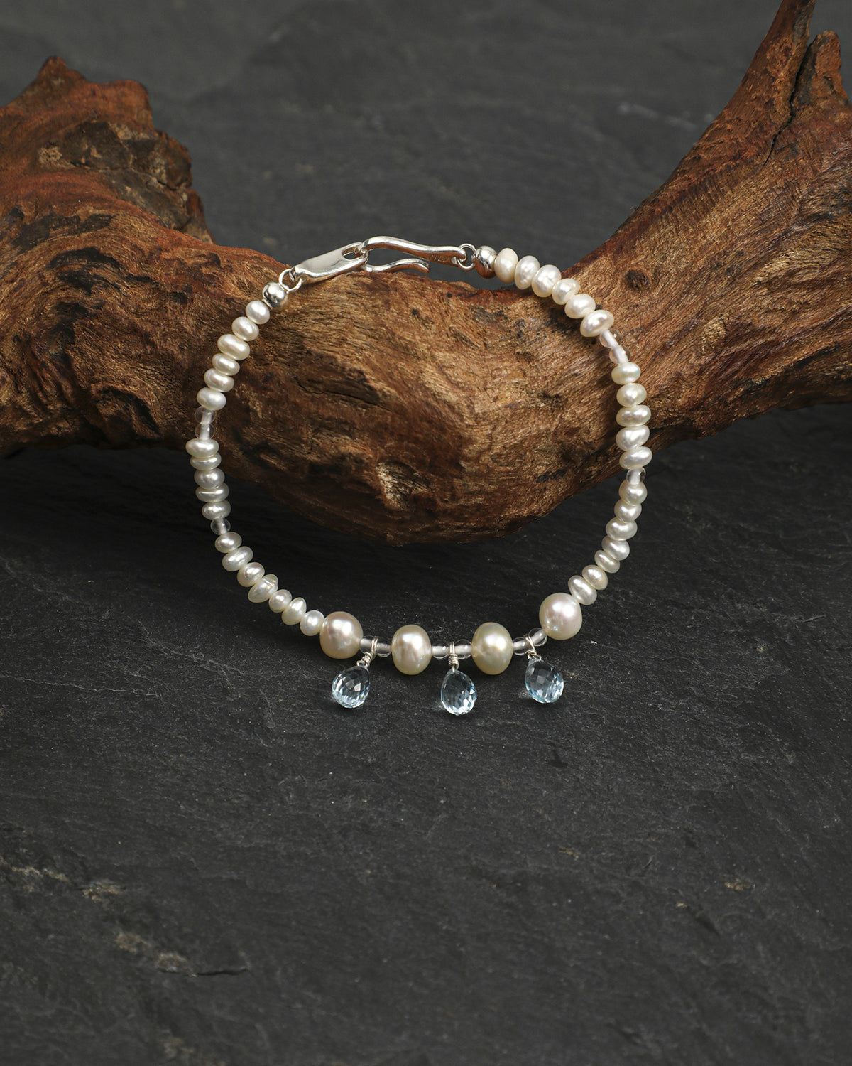 Blue Topaz, Clear Quartz & Pearl Bracelet, alternate view 1