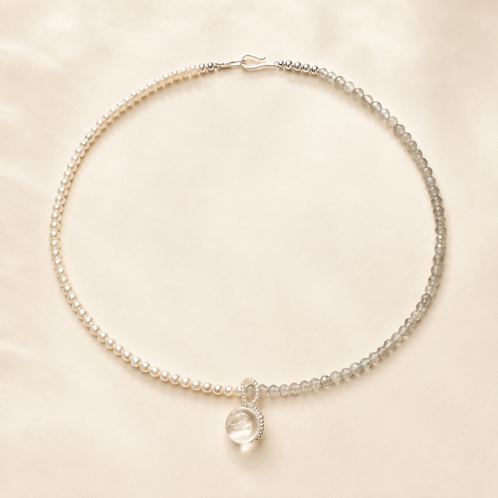 Moonlit Pearl Stone Necklace