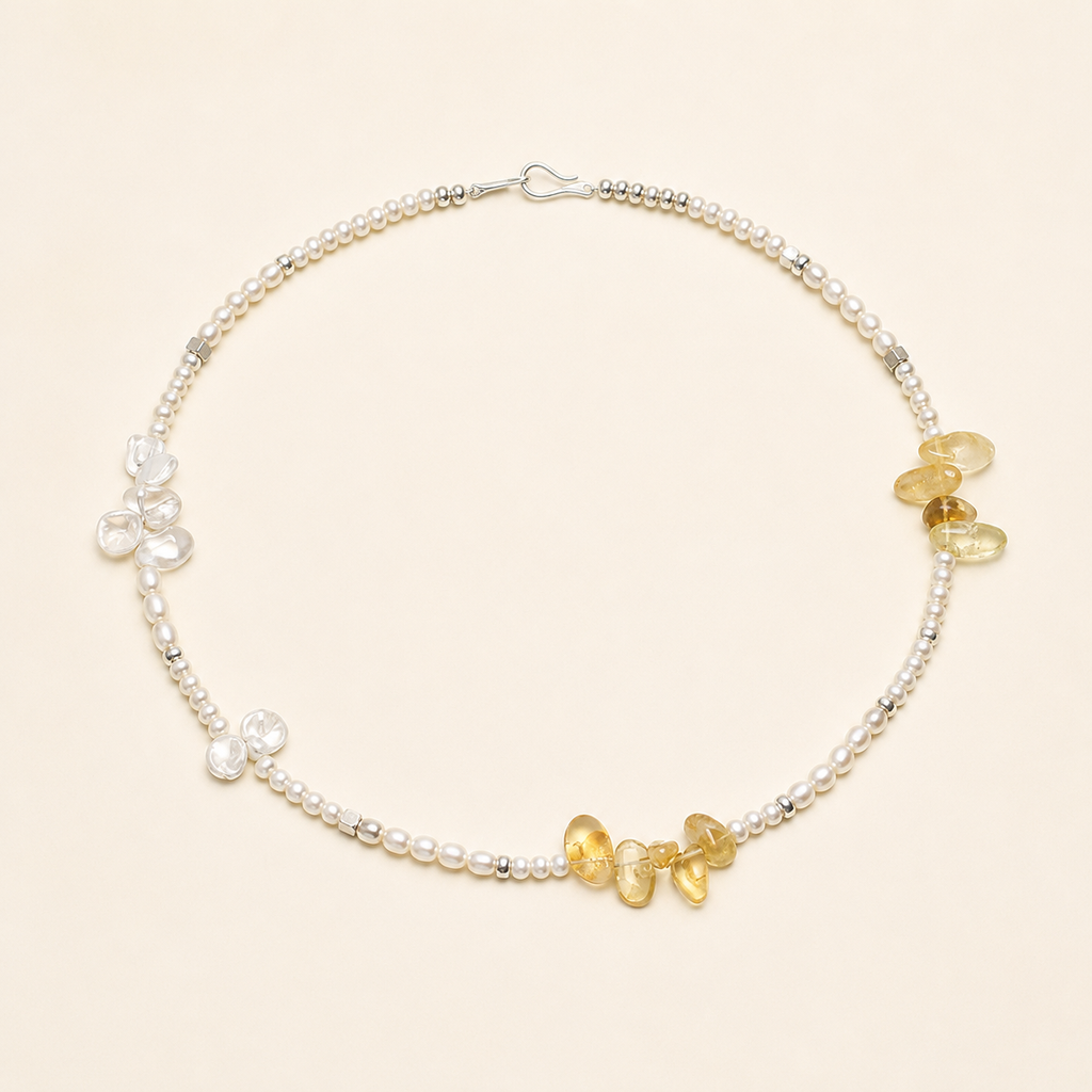 Prehnite Citrine Pearl Bracelet
