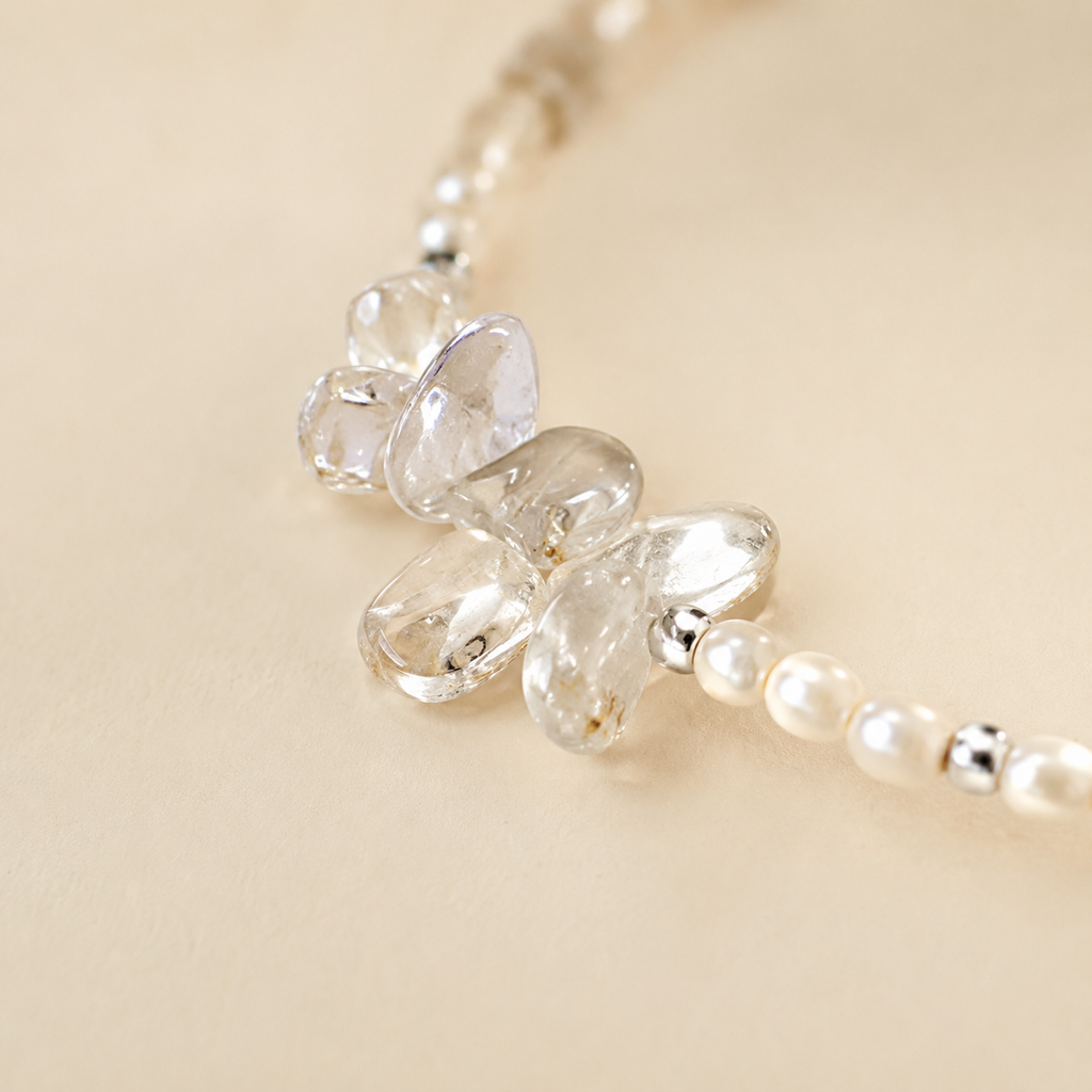 Prehnite Citrine Pearl Bracelet
