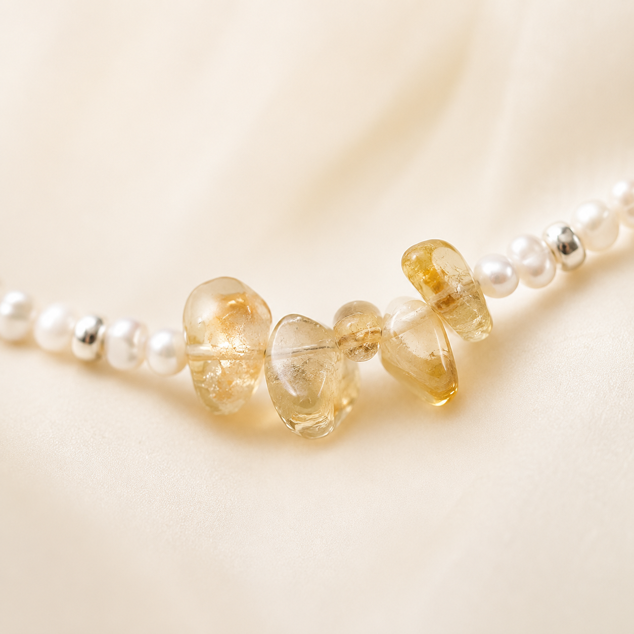 Prehnite Citrine Pearl Bracelet