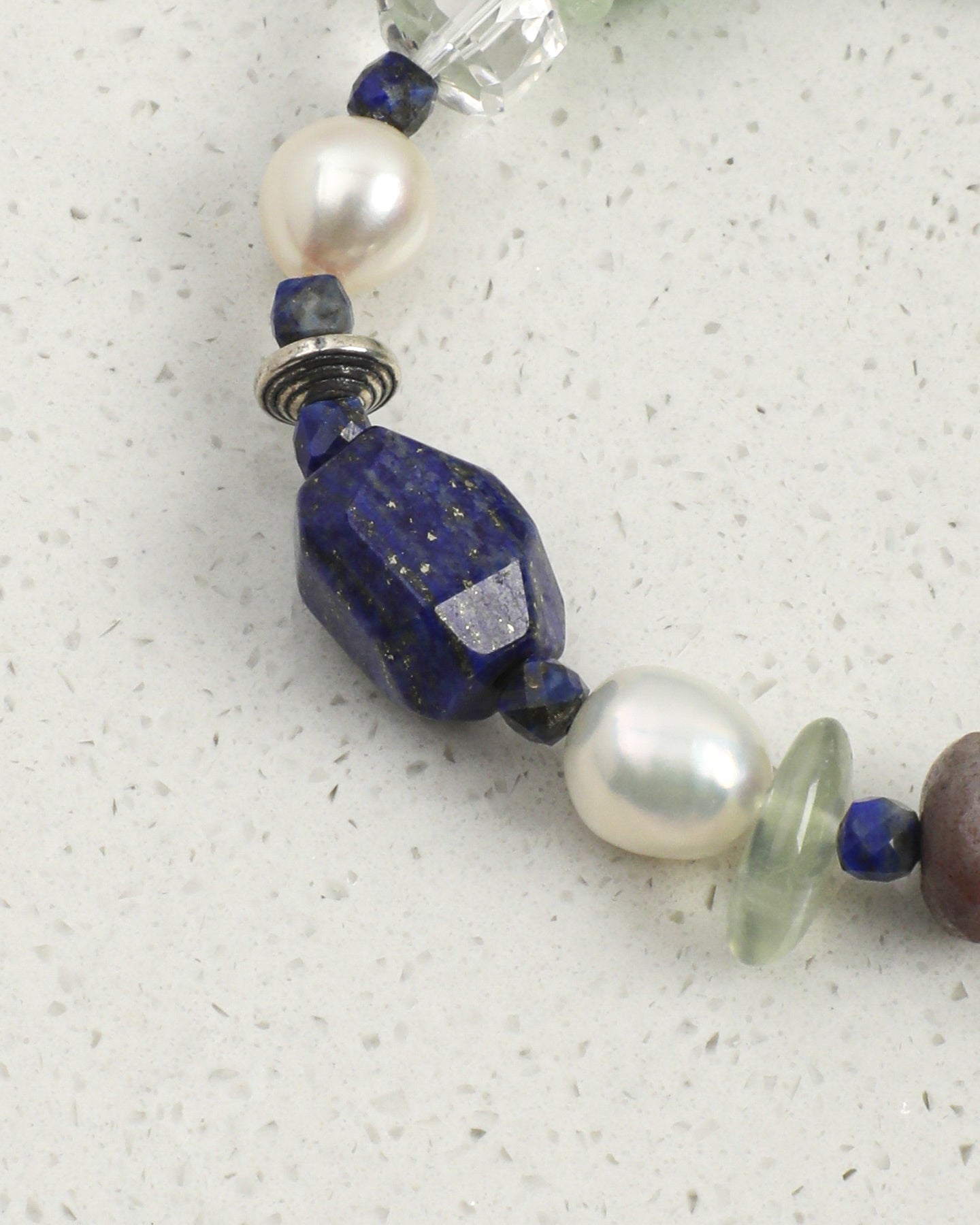 Mixed Gemstone & Pearl Bracelet, close-up detail 1