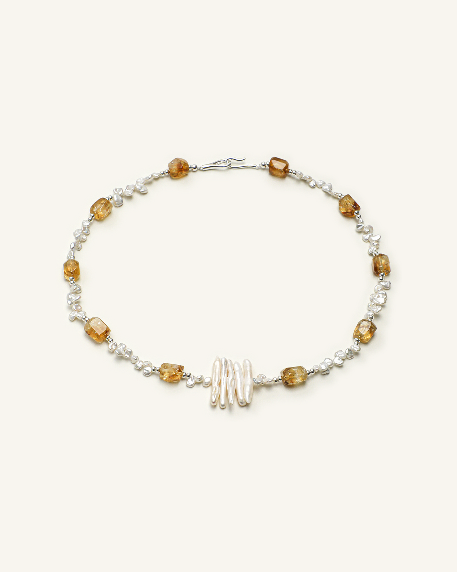 Citrine & Baroque Pearl Necklace