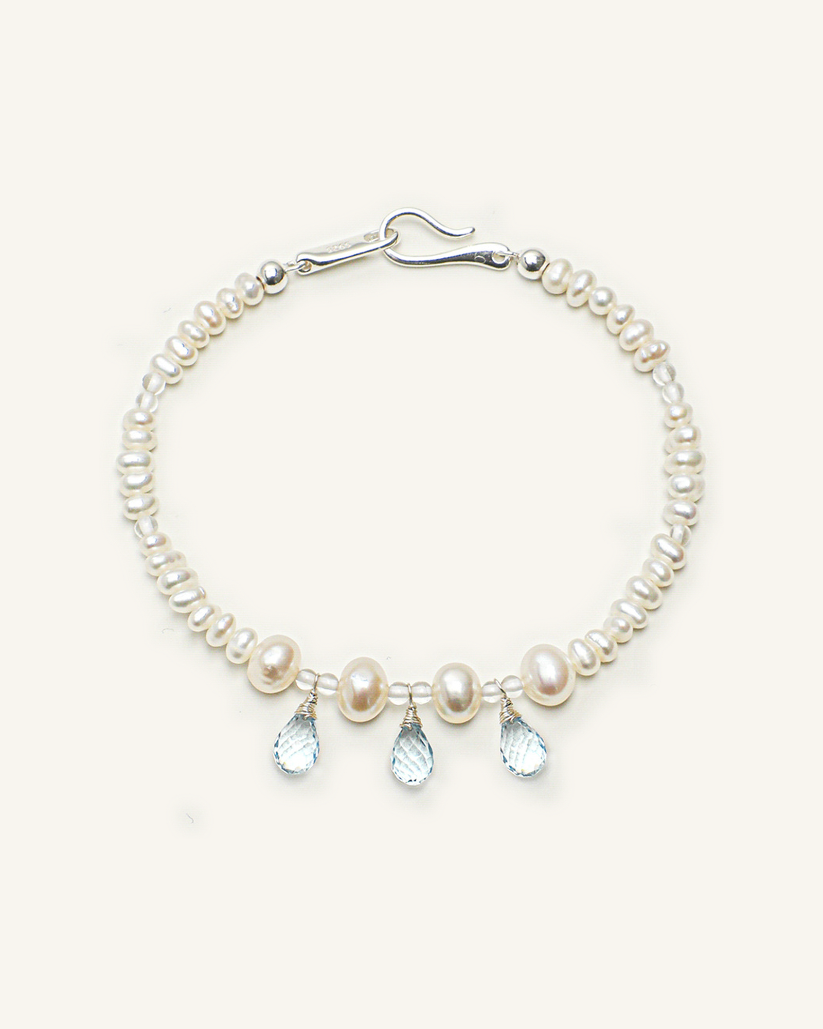 Blue Topaz, Clear Quartz & Pearl Bracelet