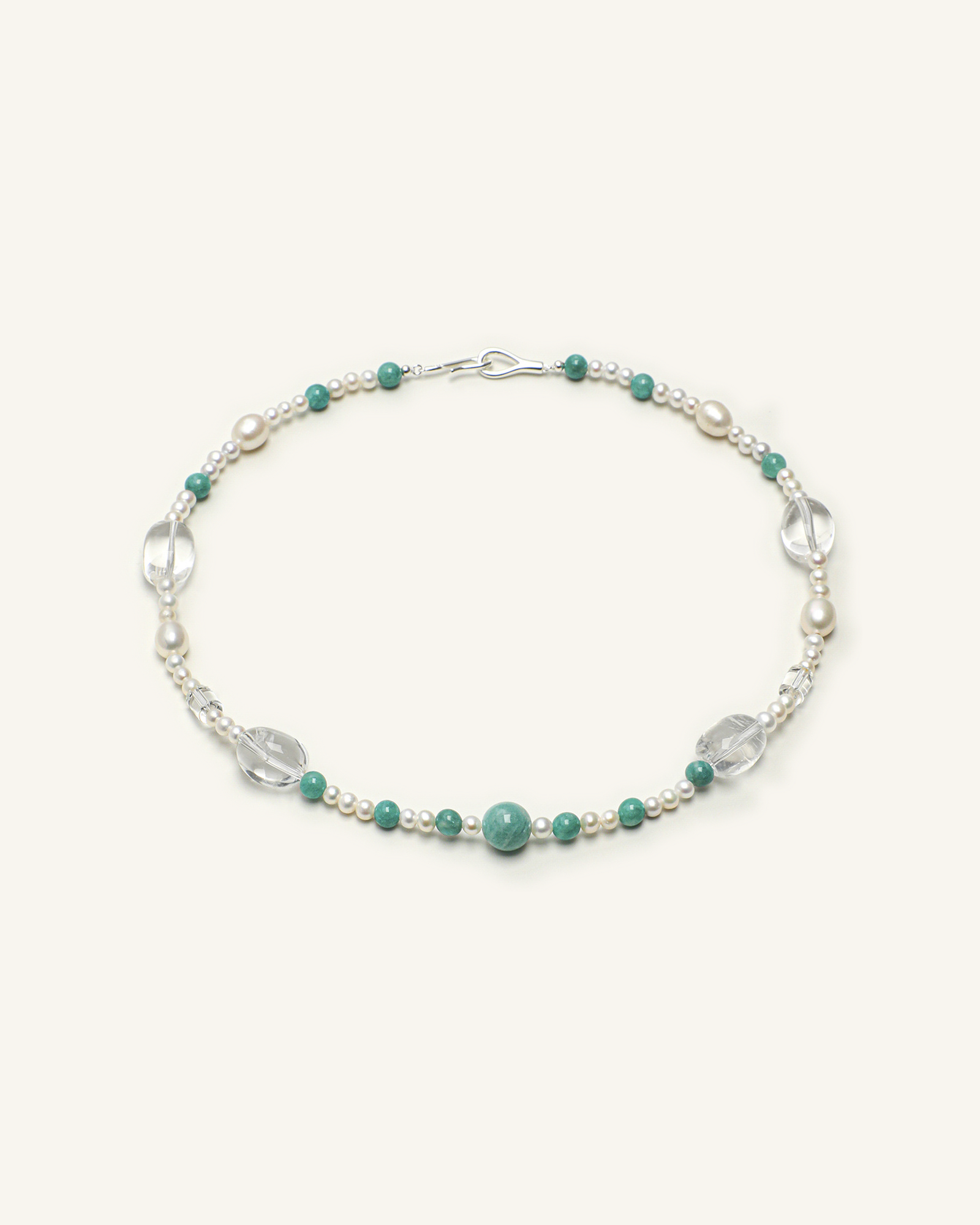 Amazonite, Clear Quartz & Pearl Necklace