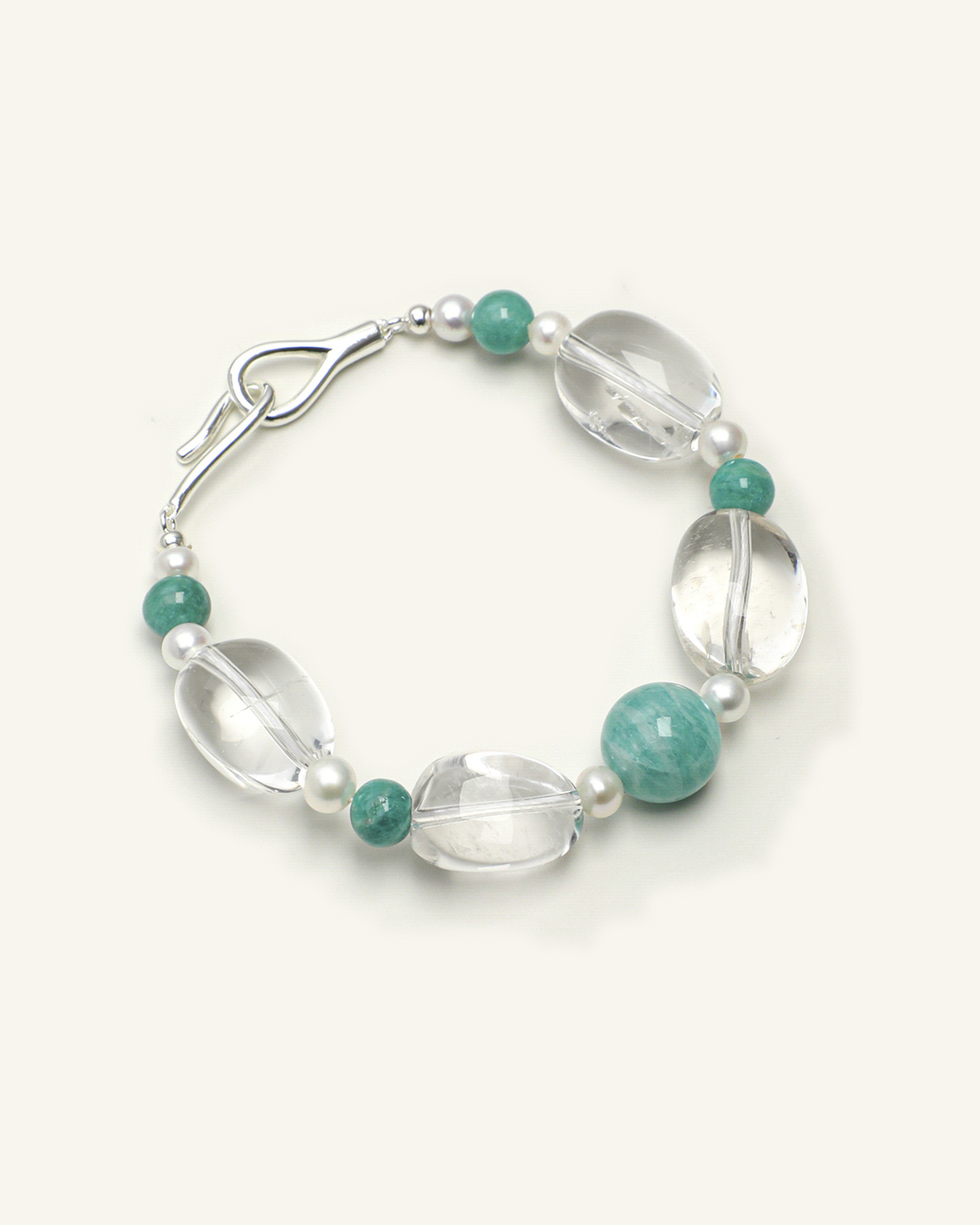 Amazonite, Clear Quartz & Pearl Bracelet