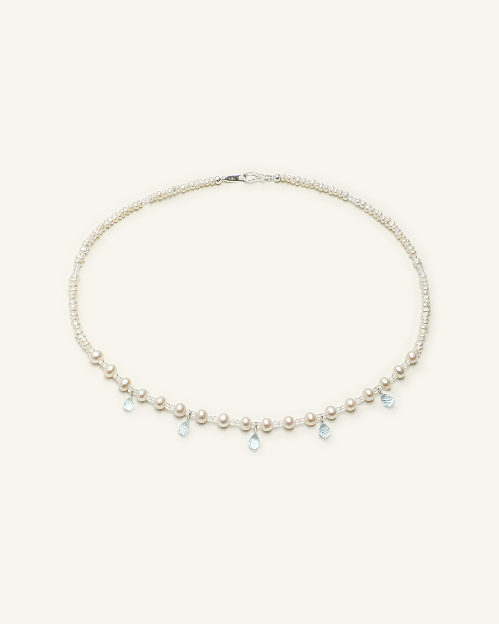 Blue Topaz, Clear Quartz & Pearl Necklace